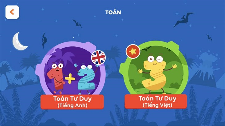 Bạn có thể chọn Toán tiếng Anh hoặc Toán tiếng Việt